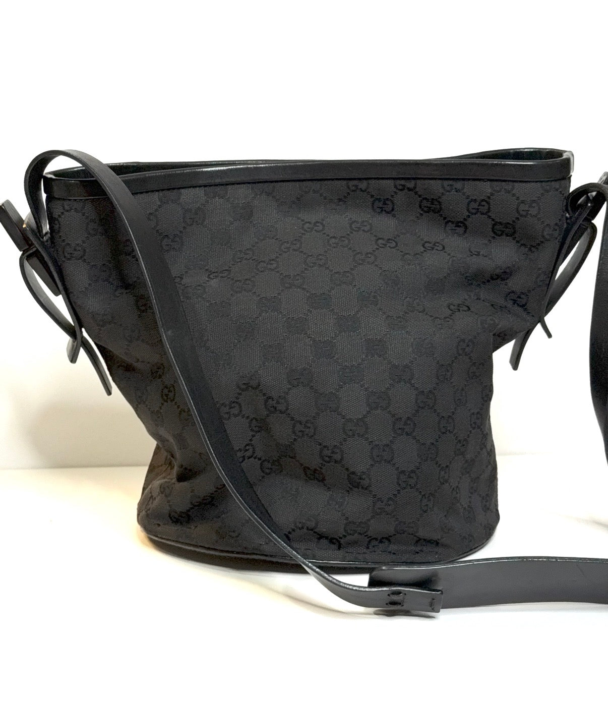 Gucci Black GG Canvas Bucket Bag