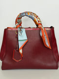 Fendi 2Jours Medium Leather Tote in Burgundy