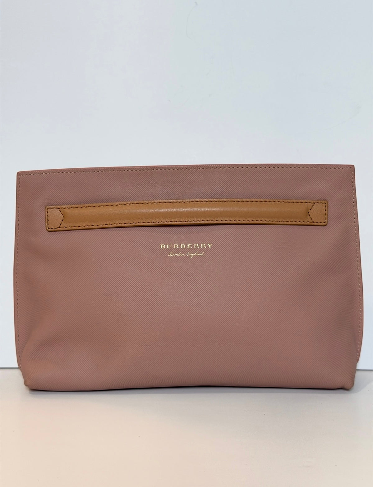 Burberry Dusty Rose Canvas Pendleton Lock Pouch Clutch – Gold Hardware