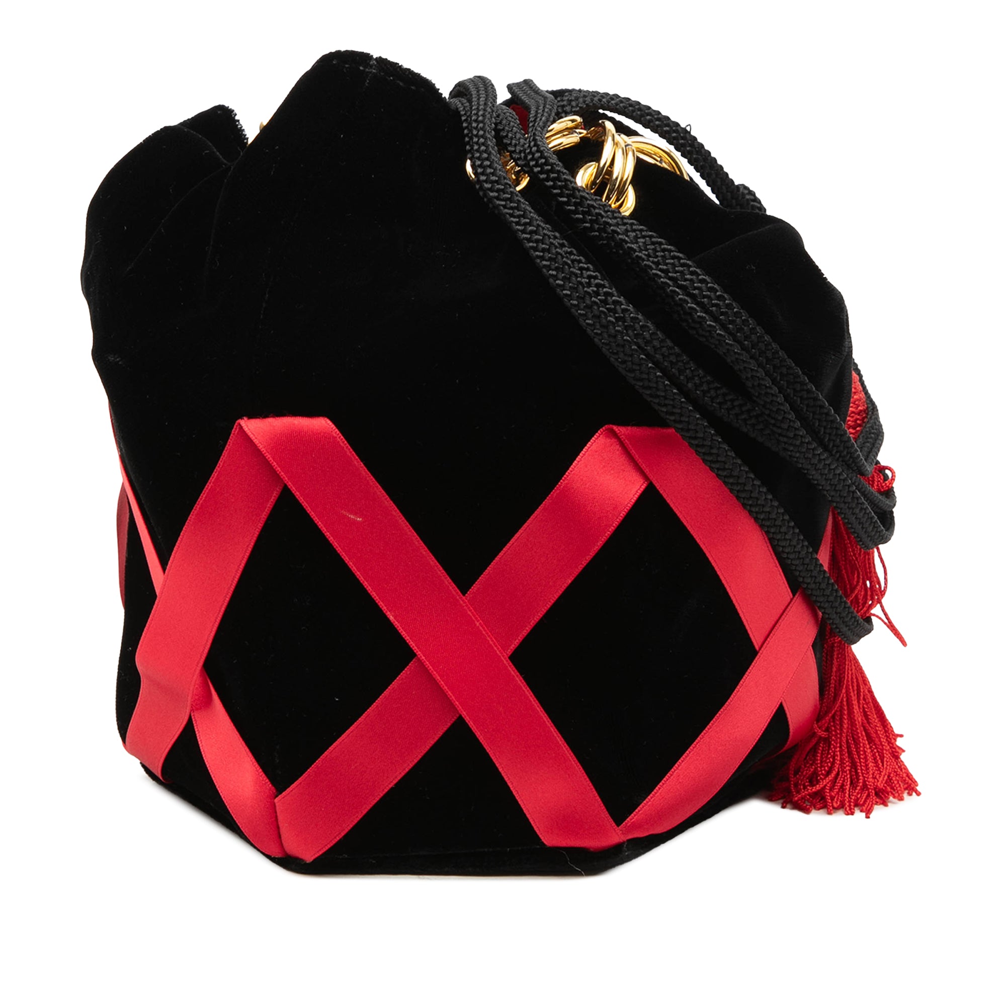 Vintage 1976 Yves Saint Laurent “20th Century” Velvet Tassel Drawstring Bucket Bag