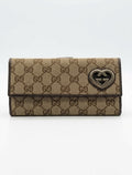 Authentic Gucci GG Canvas "Lovely Heart" Long Flap Wallet