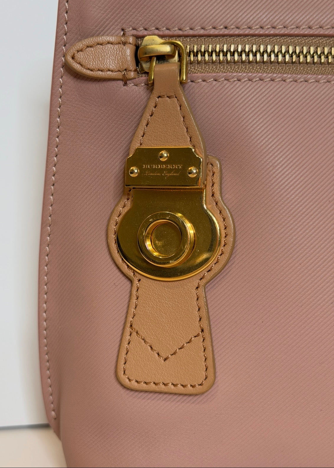 Burberry Dusty Rose Canvas Pendleton Lock Pouch Clutch – Gold Hardware