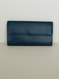 Louis Vuitton Blue Epi Leather Sarah Long Wallet w/ COA