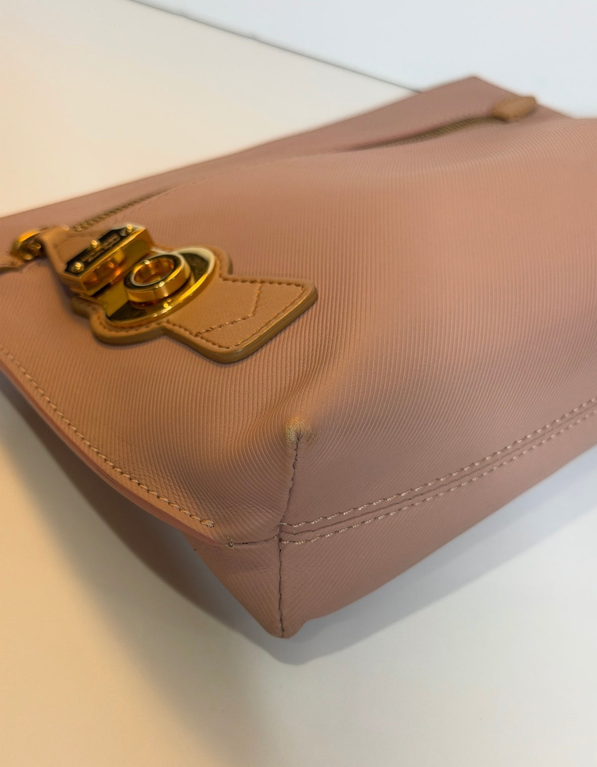 Burberry Dusty Rose Canvas Pendleton Lock Pouch Clutch – Gold Hardware