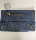 Balenciaga Lambskin Motocross Giant 12 Envelope Clutch – Slate Blue