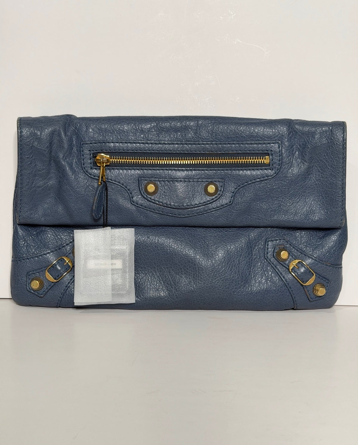 Balenciaga Lambskin Motocross Giant 12 Envelope Clutch – Slate Blue