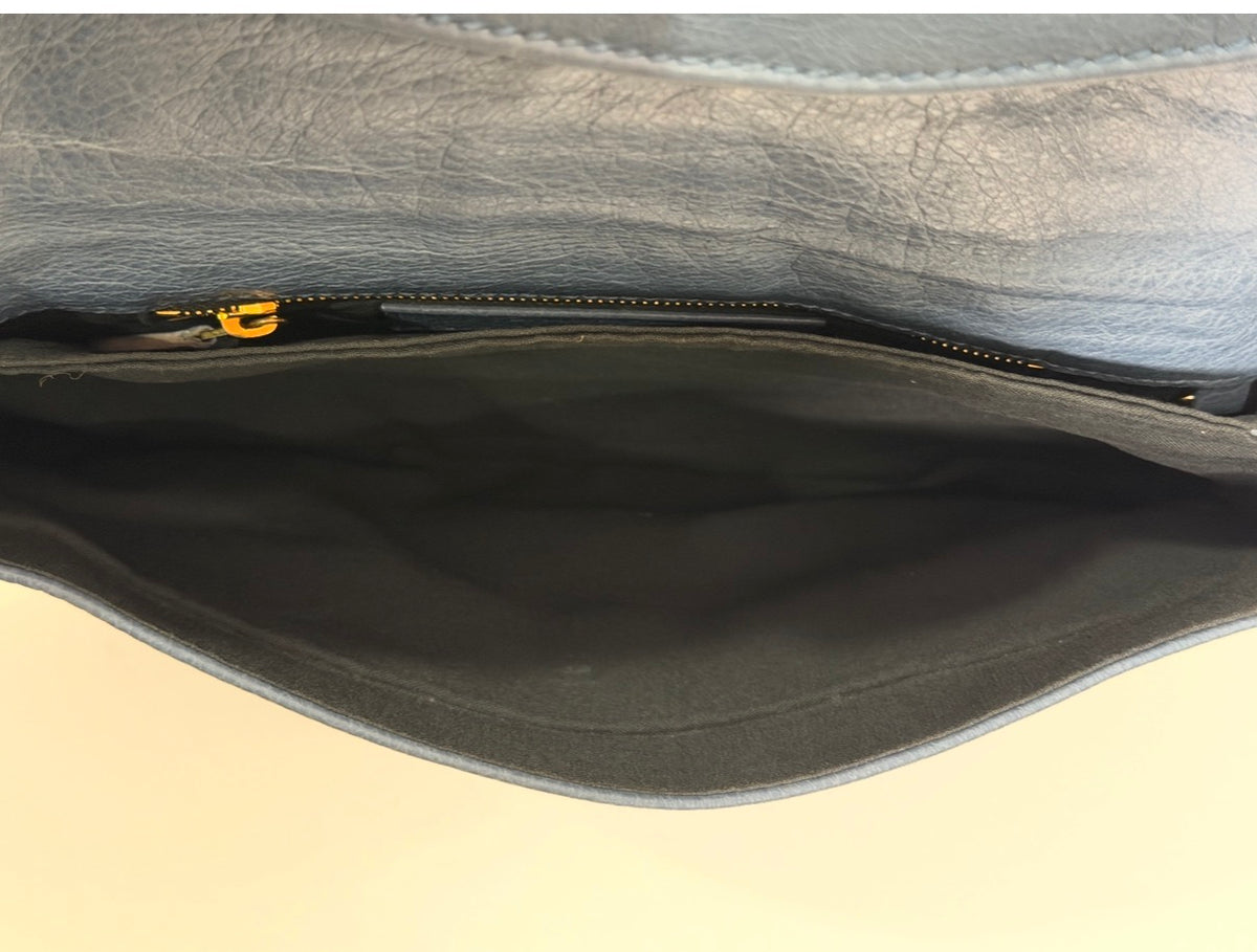 Balenciaga Lambskin Motocross Giant 12 Envelope Clutch – Slate Blue