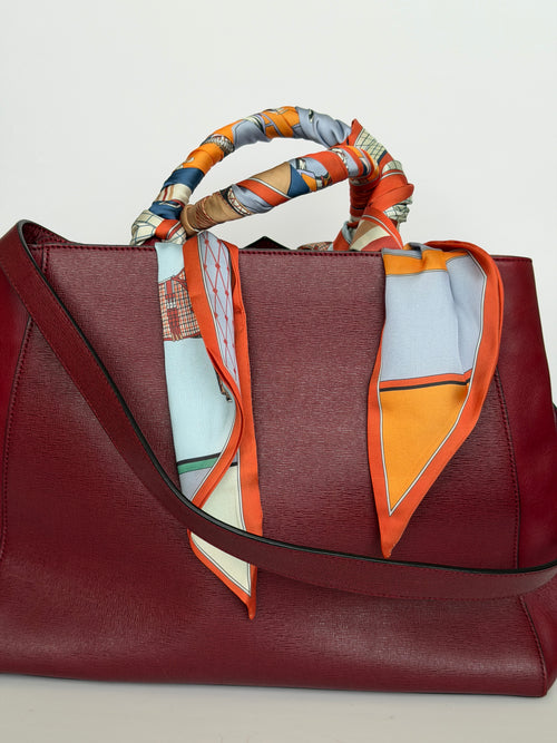 Fendi 2Jours Medium Leather Tote in Burgundy