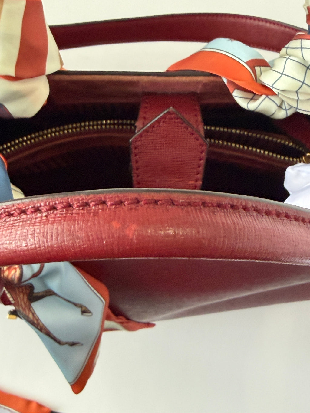 Fendi 2Jours Medium Leather Tote in Burgundy