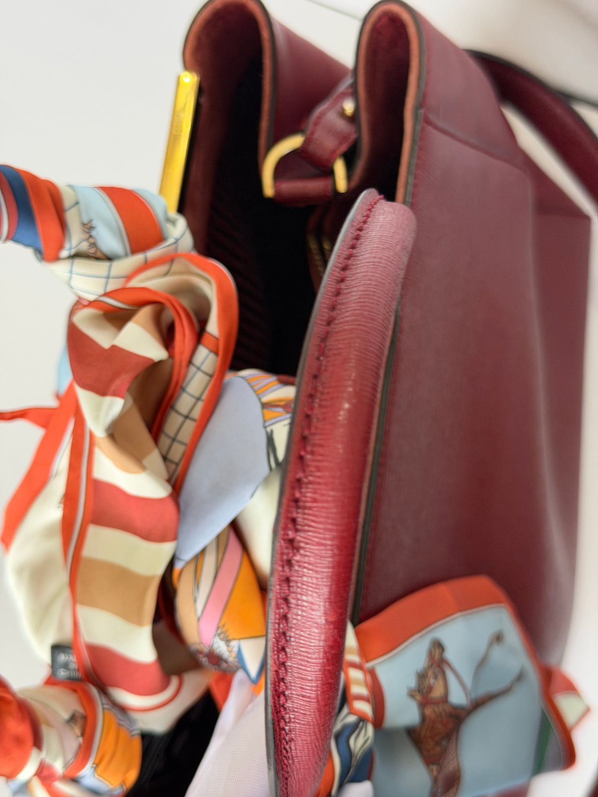 Fendi 2Jours Medium Leather Tote in Burgundy