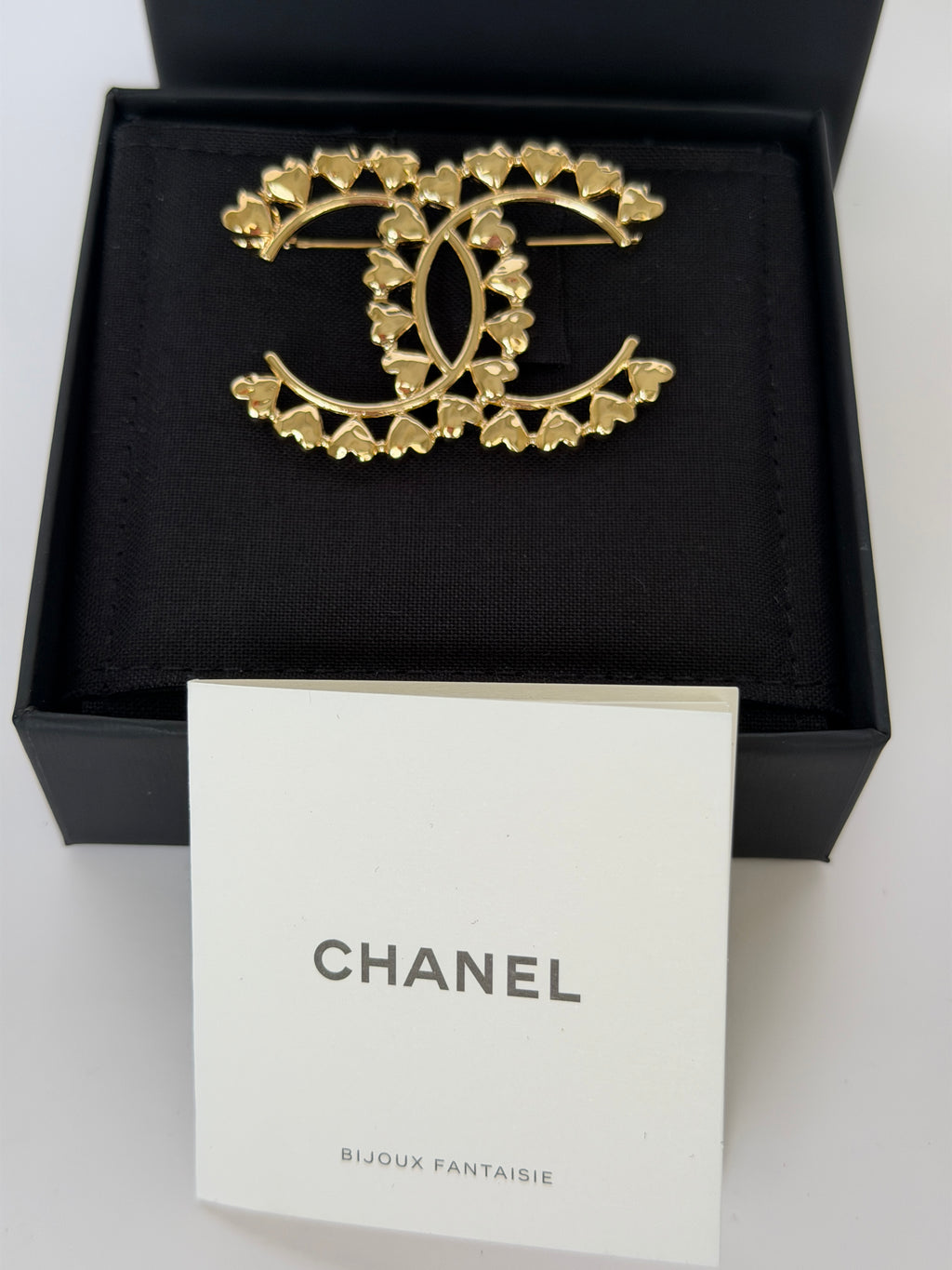Chanel Metal CC Heart Brooch