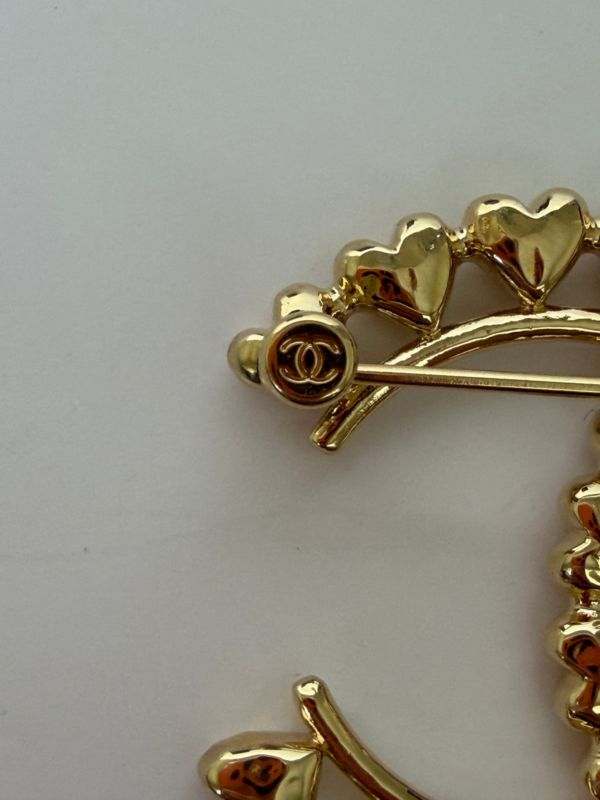 Chanel Metal CC Heart Brooch