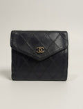 Vintage Chanel Black Quilted Lambskin Envelope Compact Flap Wallet (w/ COA)