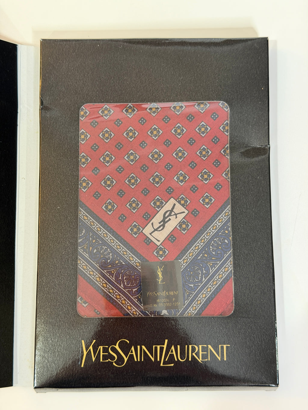 Vintage YSL Yves Saint Laurent Cotton Handkerchief Scarf w/ Original Box